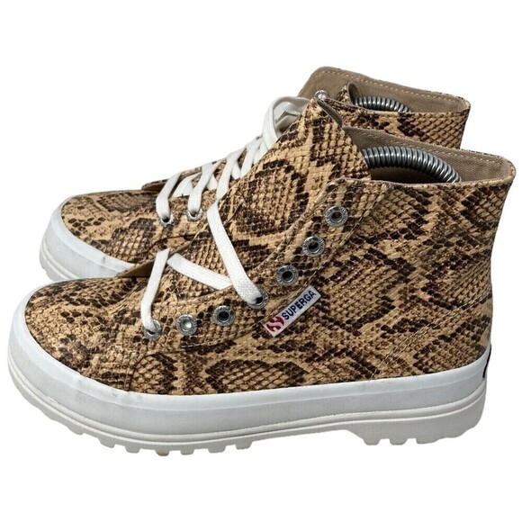 Superga Ankle Boots Tan Snake Synthetic Leather 2341 Womens Size 6 US NEW NIB - Picture 7 of 11